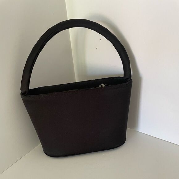 Vintage Elegant Black Satin Handbag - Picture 1 of 7